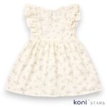 Бежова лятна рокля с цветя Barni Kids - Image 2