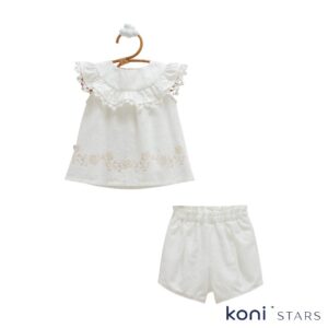 Mini lady Екрю муселин летен бебешки комплект_1R
