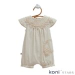Бежов летен гащеризон Lace Flowers Caramell