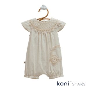 Бежов летен гащеризон Lace Flowers Caramell