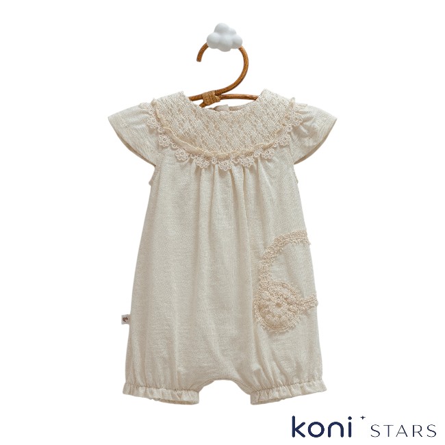 Бежов летен гащеризон Lace Flowers Caramell